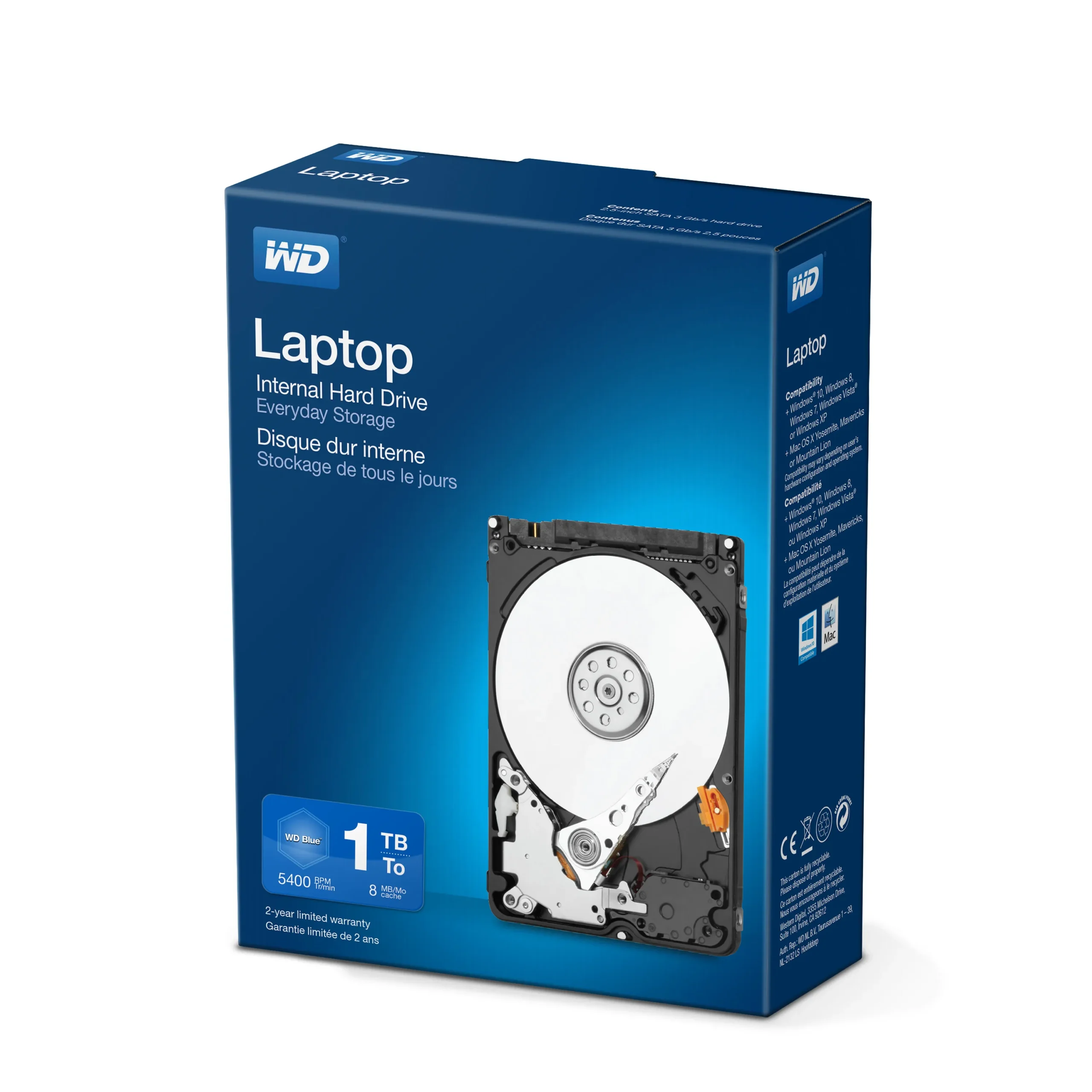 WD Blue 2.5", 1 Tt, 5400 RPM, 8 MB -kovalevy (PC)