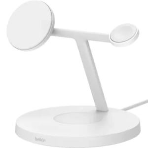 BELKIN BOOST CHARGE PRO 3-in-1 Qi2 15w Wireless Charger with Apple watch fast charge  -langaton laturi, Valkoinen