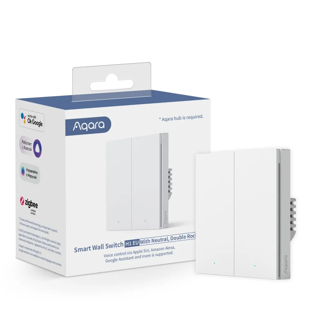 Aqara Smart Wall Switch H1 with neutral, tupla vipu