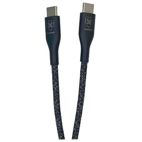 X-Shield USB-C - USB-C -kaapeli, 2m, punottu, Musta