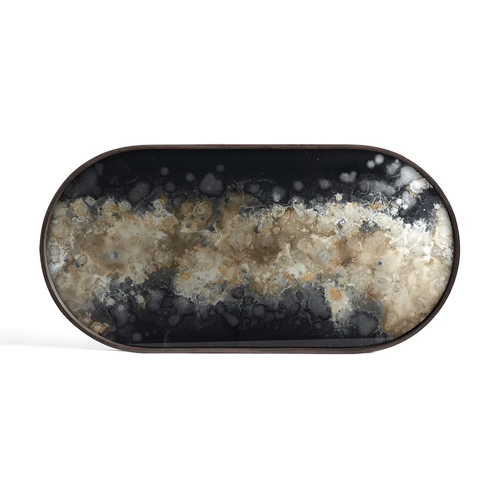 Ethnicraft, Organic glas bricka oval M svart