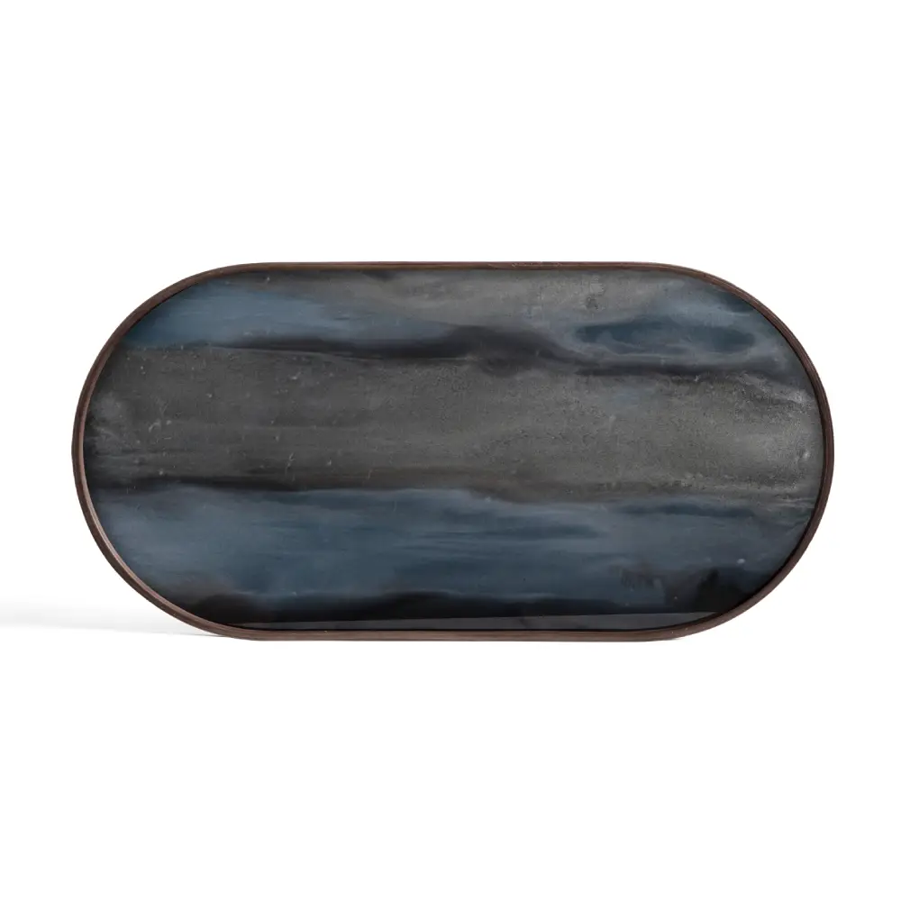 Ethnicraft, Organic glas bricka oval M Graphite