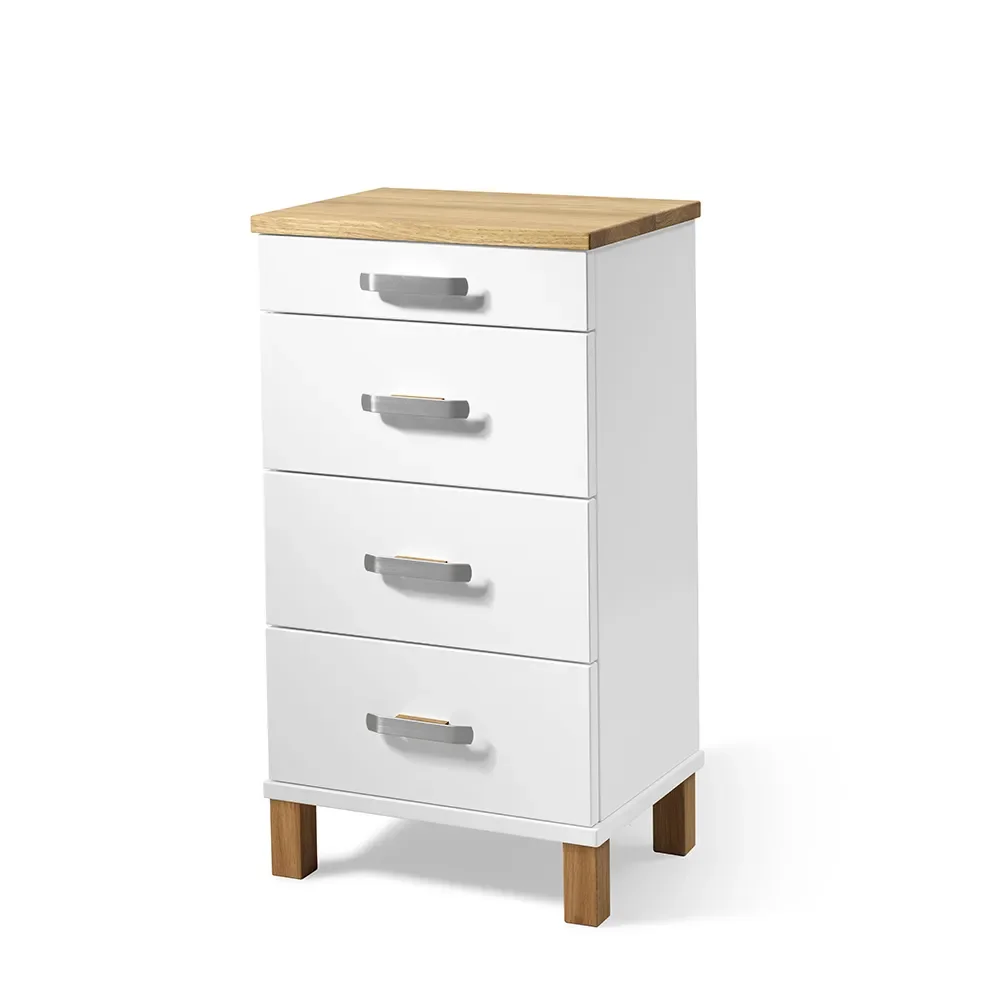 Oscarssons Möbel, Nadja Byrå H75 B40 Vitlackad/Oljad Ek/Slipat stål