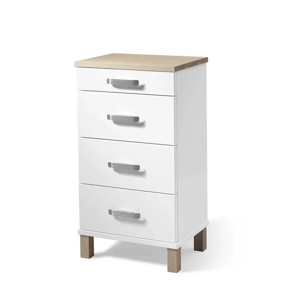 Oscarssons Möbel, Nadja Byrå H75 B40 Vitlackad/Vitoljad Ek/Slipat stål