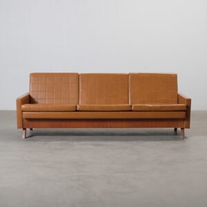 3-sits vintage-bäddsoffa brun