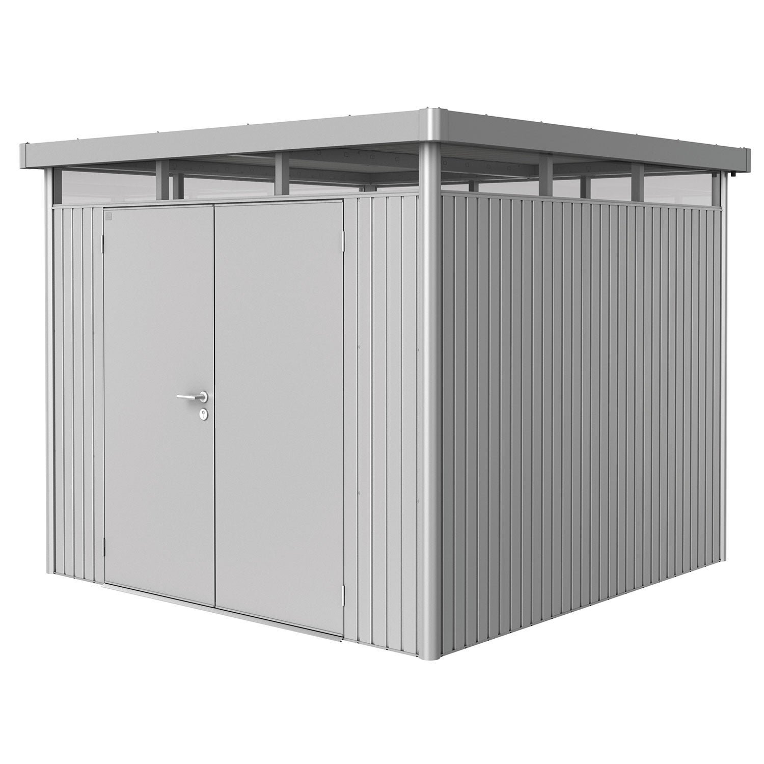 Biohort, Highline Trädgårdsskjul dubbeldörr storlek h4 metallic silver Biohort