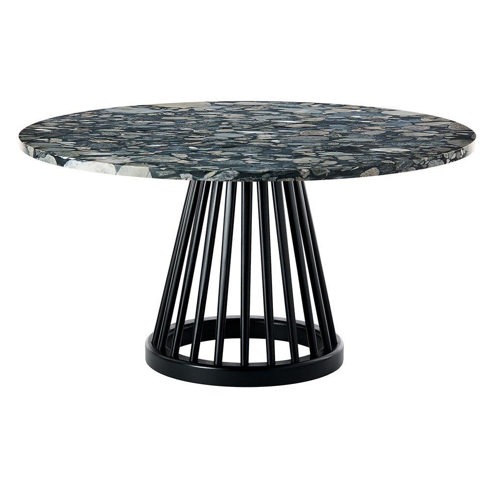 Tom Dixon, Fan bord svart stenskiva 90 cm pebble