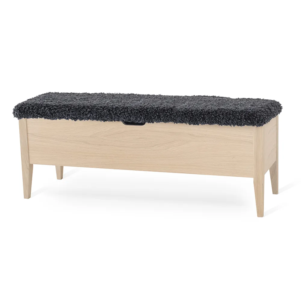 Torkelson, Klinte  bänk 120 cm vitoljad ek med fårpälsimitation