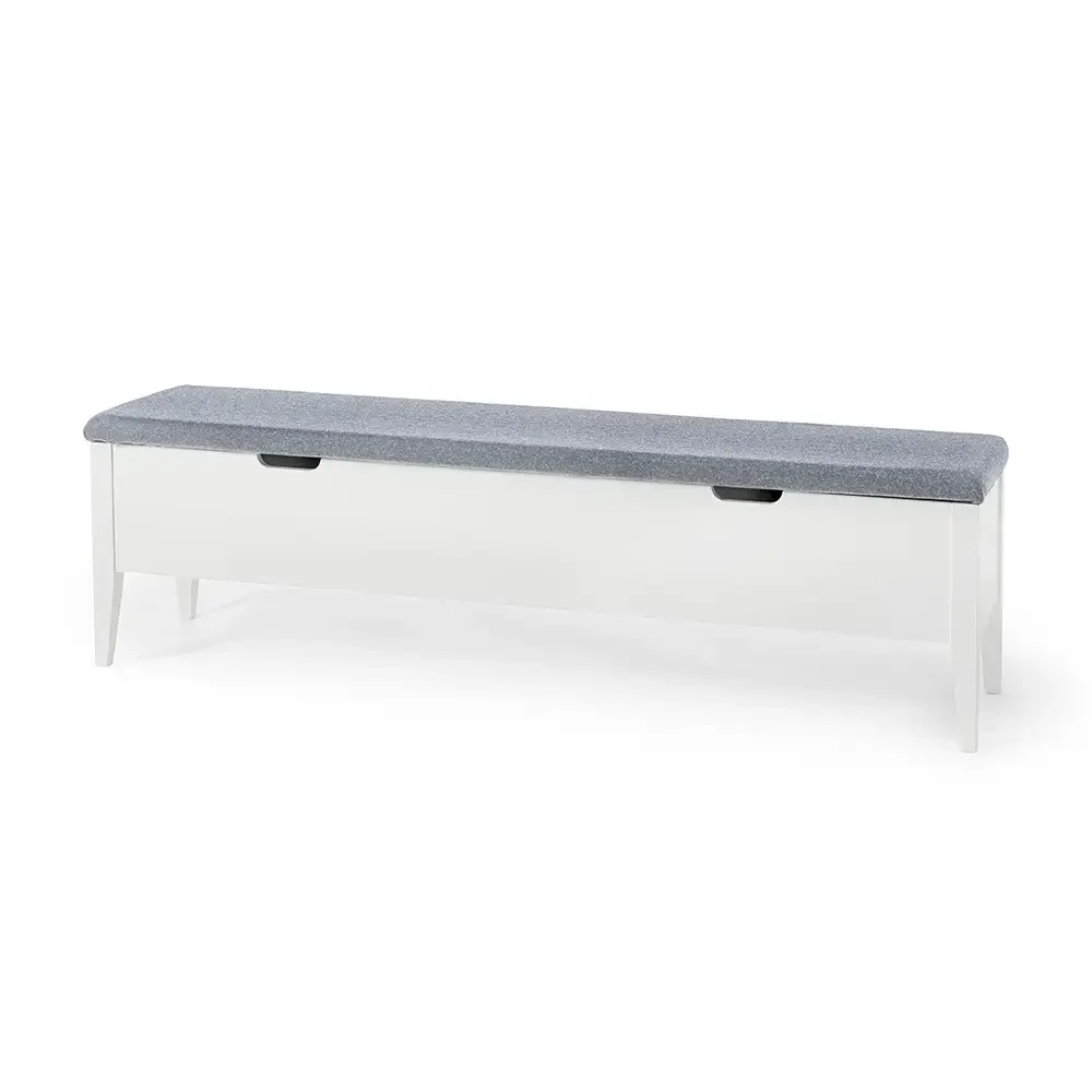 Torkelson, Klinte bänk 160 cm vit med ljusgrå tyg