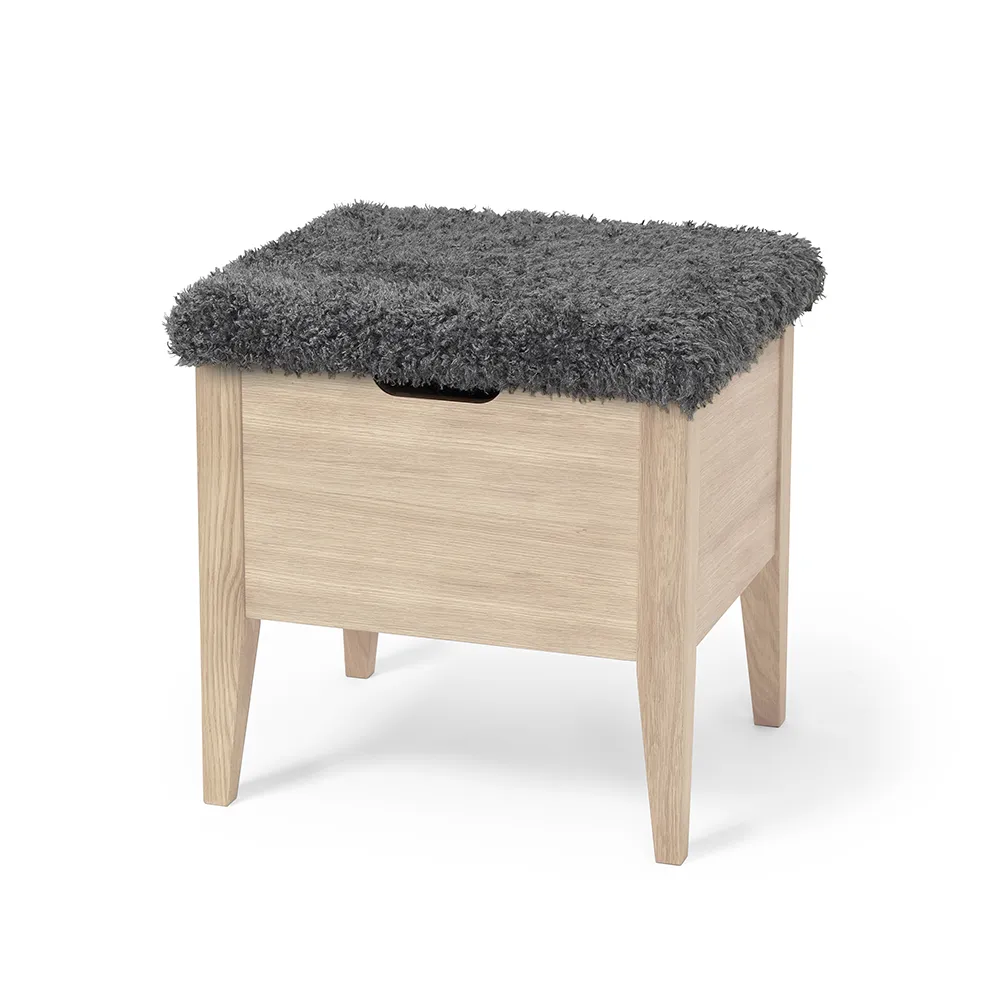 Torkelson, Klinte bänk 45 cm vitoljad ek med fårpälsimitation