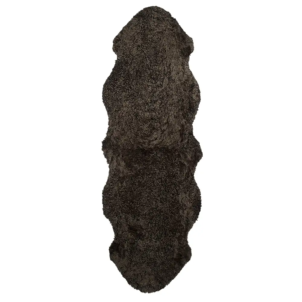 Skinnwille, Curly Fårskinn dubbelt 60x180 cm Brown melange