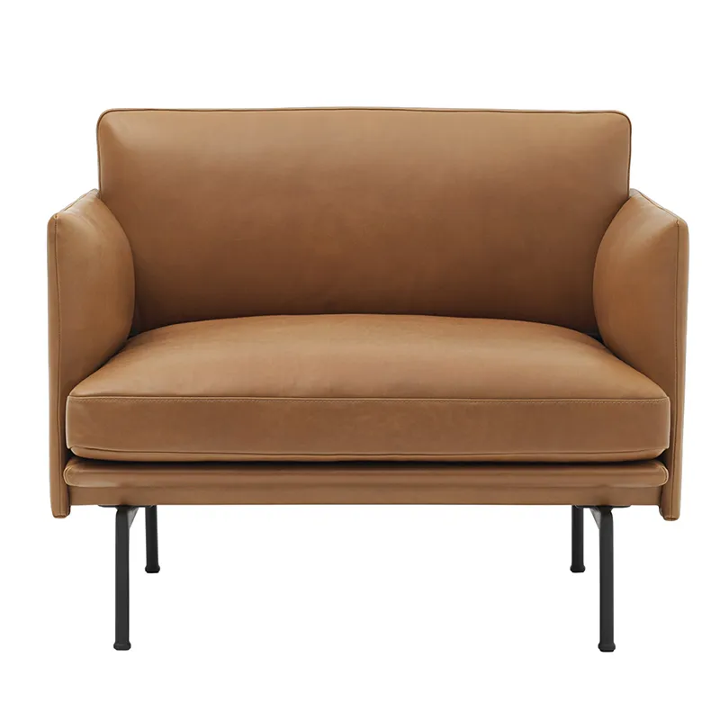 Muuto, Outline Chair Black Base - Refine Leather Cognac