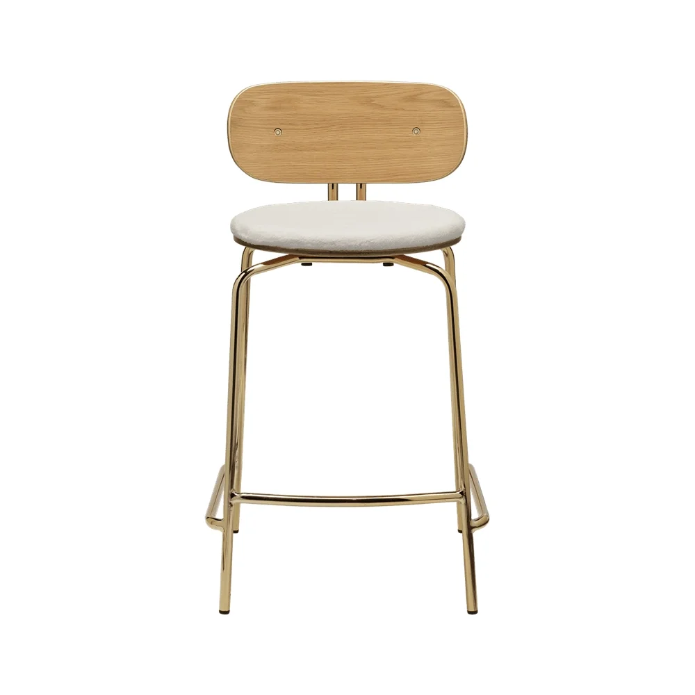 Umage, Curious Låg Barstol Ek/Mässing Teddy White