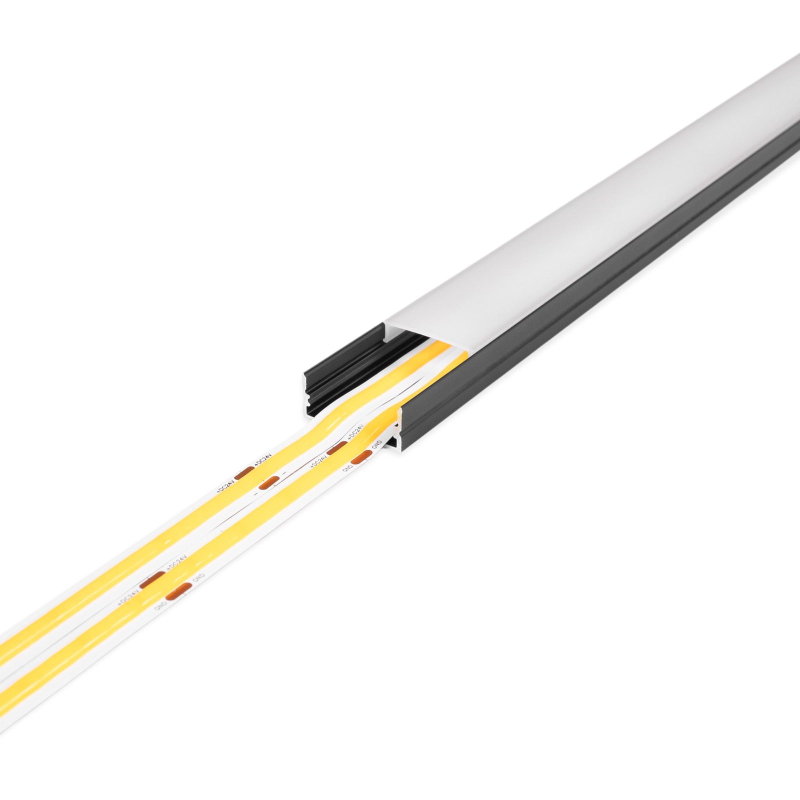 Aluminiumprofil för LED-list AGGE Wide Surface, ytmonterad, bred, Silver (100 cm)