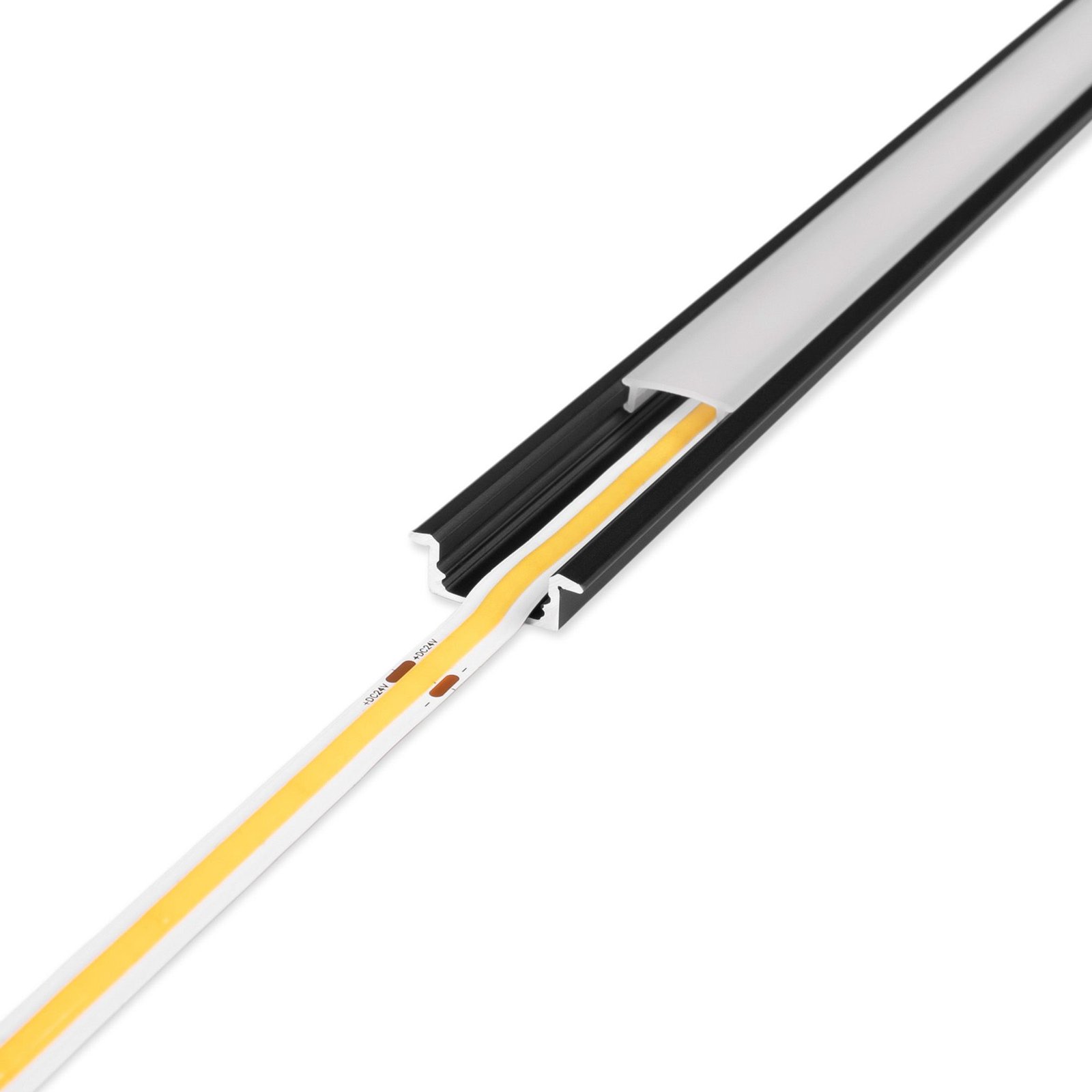 Aluminiumprofil för LED-list AGGE Recessed, infälld, Svart (200 cm)