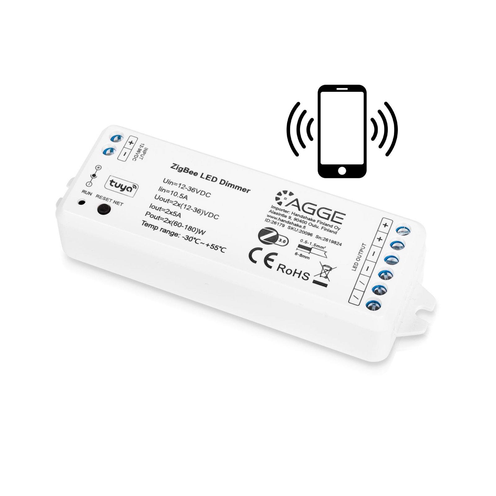 Drivdon till LED-list AGGE Single Color Zigbee Controller, Endast drivdon