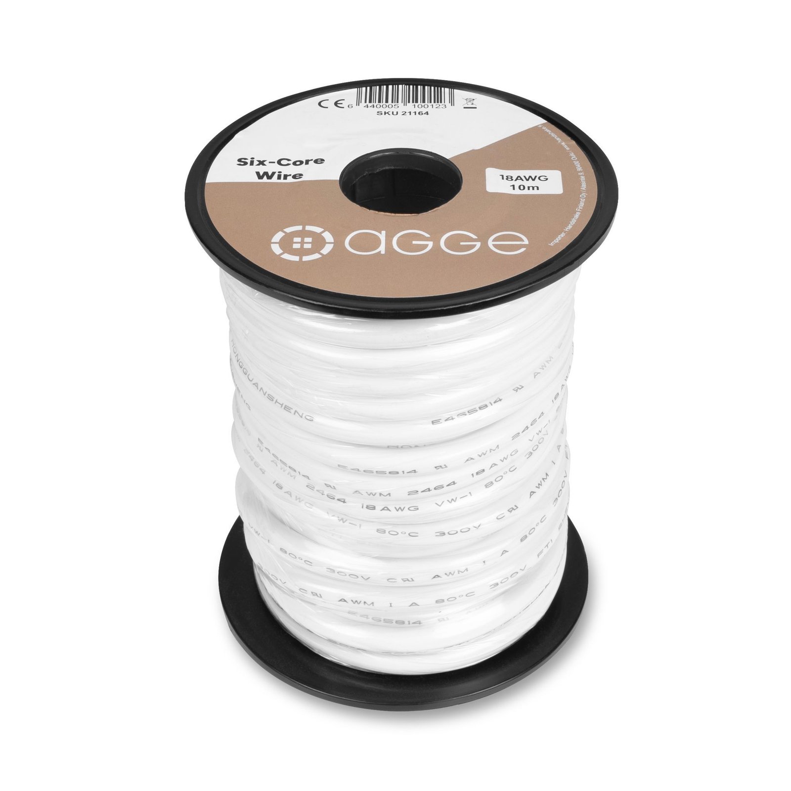 Sexledarkabel för LED-lister AGGE Six-Core, 18AWG/0,82 mm², 10 m