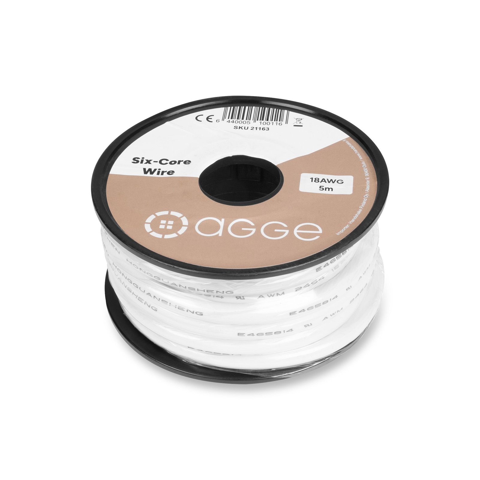 Sexledarkabel för LED-lister AGGE Six-Core, 18AWG/0,82 mm², 5 m