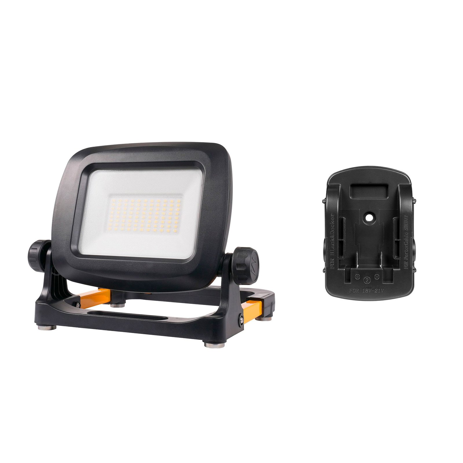 Arbetsbelysning AGGE Workmate 2K, för skruvdragar-batteri, 2100 lm, Arbetsbelysning + B&D/PorterCable/Stanley adapter