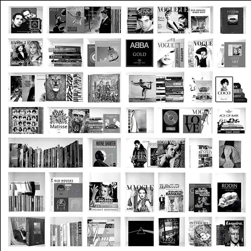 Artwood, Väggdekoration Book Case Music White 100X100 Cm