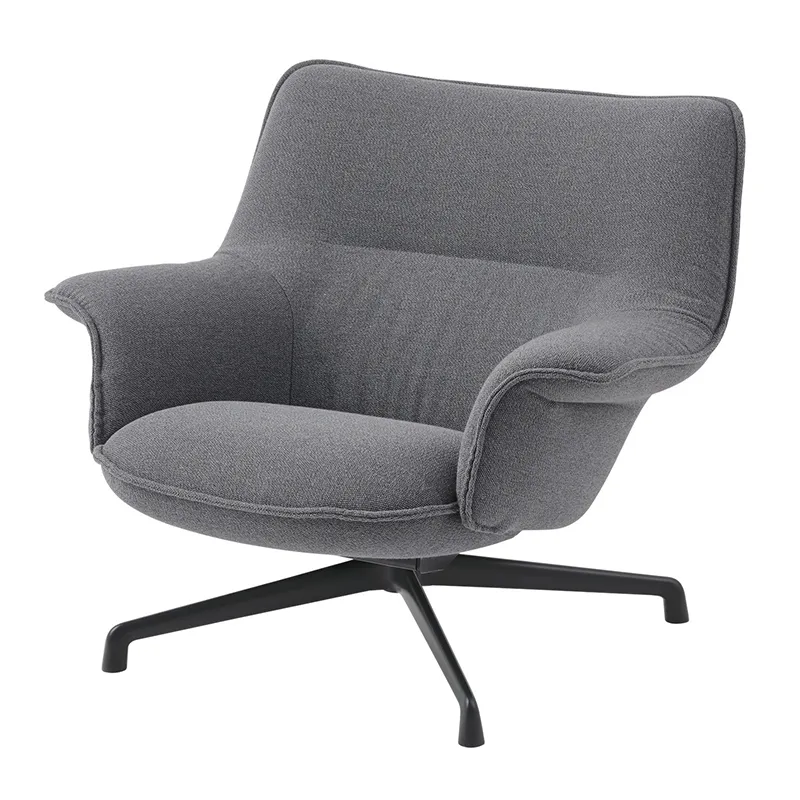 Muuto, Doze Lounge Chair Low Back Swivel Base - Ocean 80 Anthracite Black