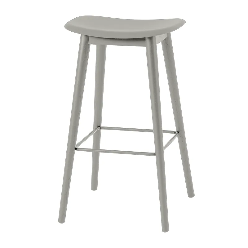 Muuto, Fiber barpall hög Wood Base - 75 cm - Grey/Grey