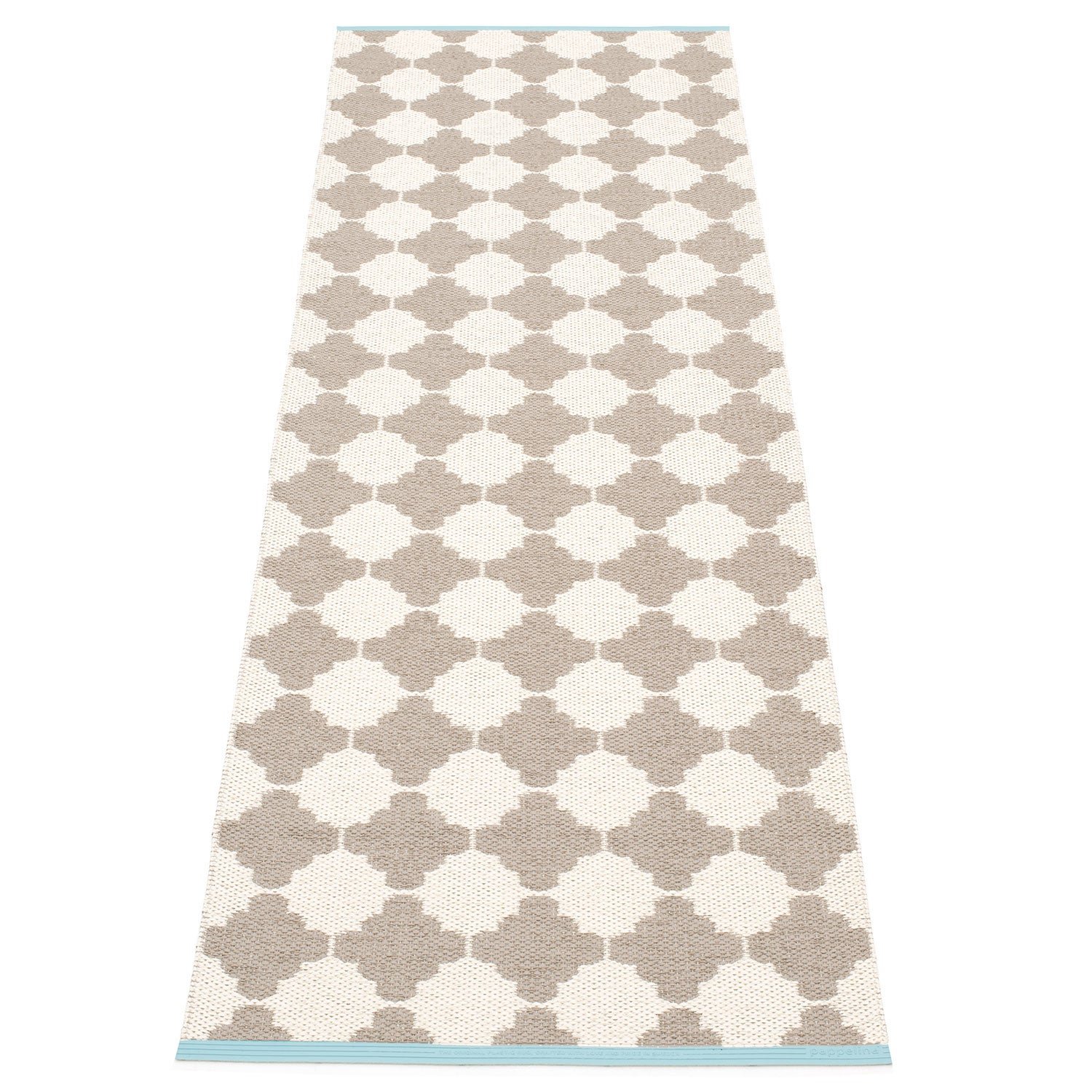 Pappelina, Marre matta 70x225 cm mud / vanilla turquoise stripe