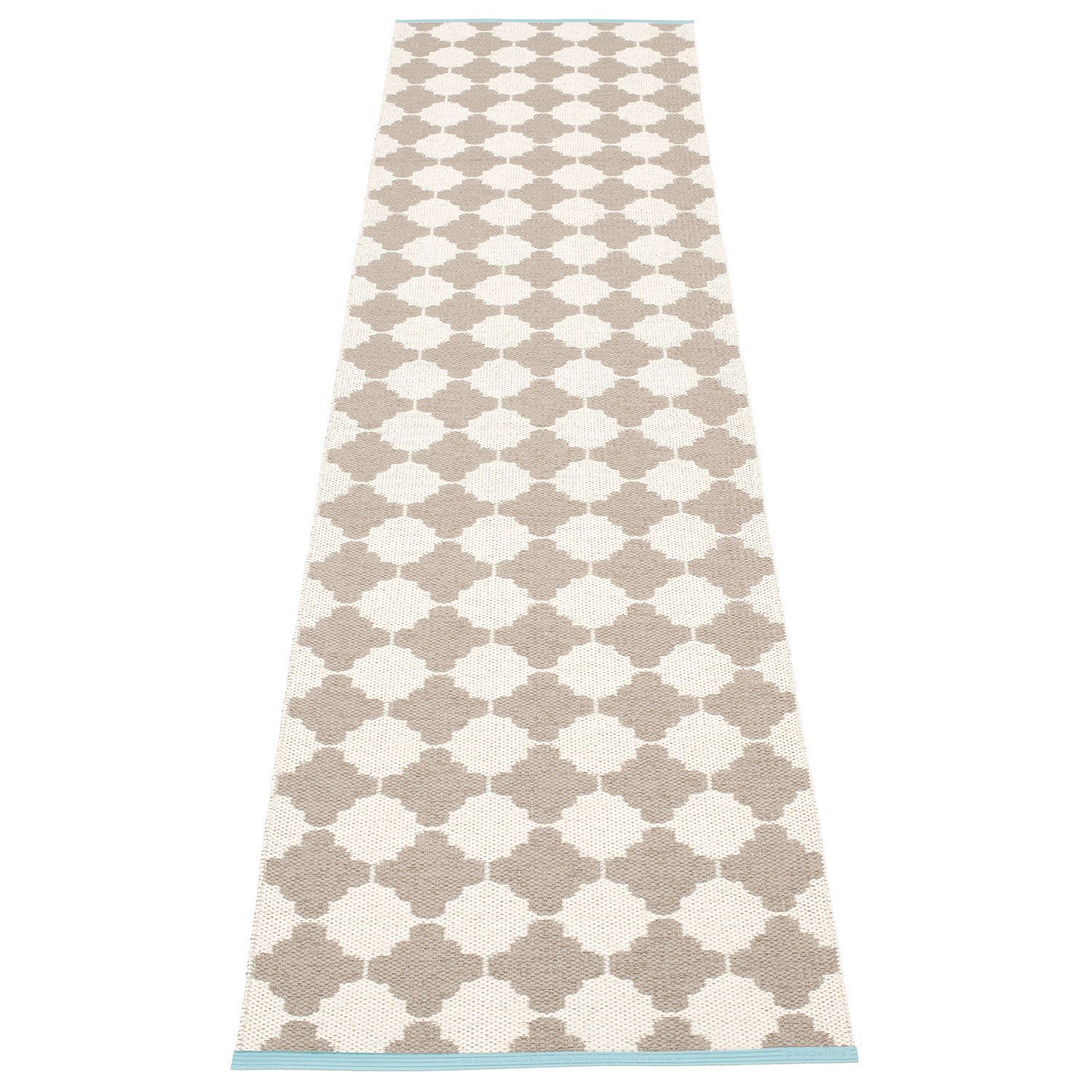 Pappelina, Marre matta 70x300 cm mud / vanilla turquoise stripe