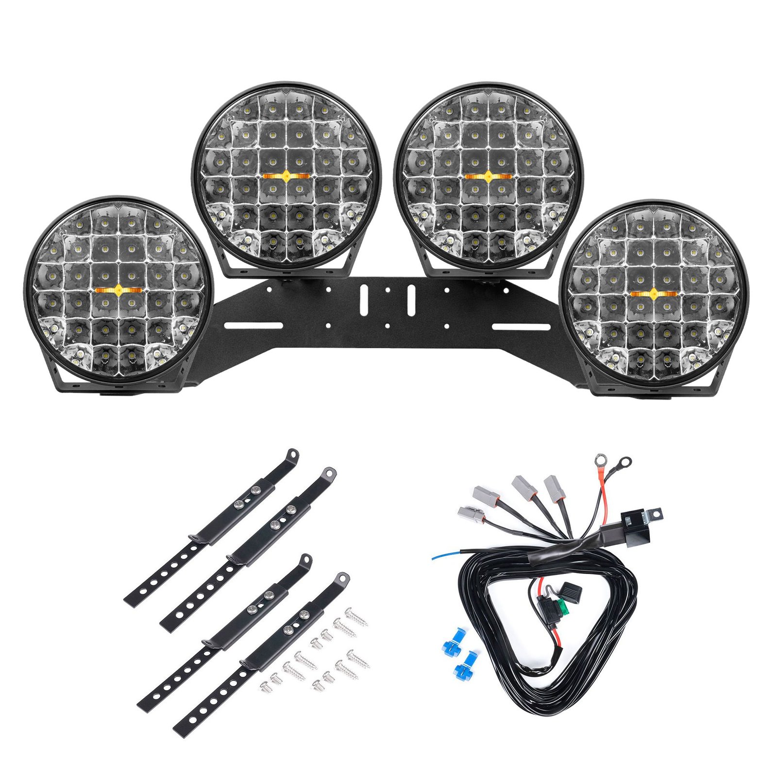 Extraljus Purelux 9110 DRL - Rund / 23 cm / 175W, 4 st - Komplett paket (WRC)
