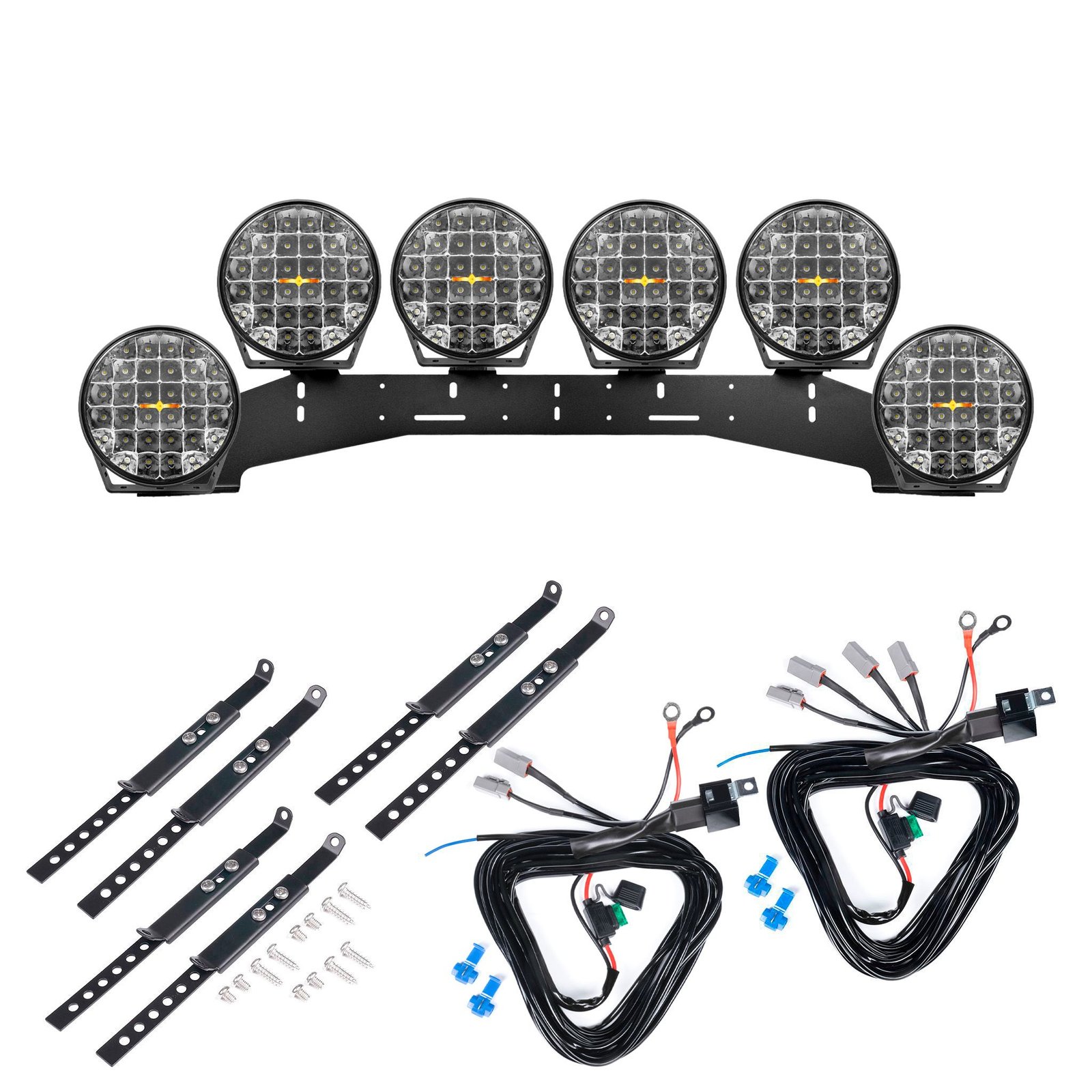 Extraljus Purelux 9110 DRL - Rund / 23 cm / 175W, 6 st - Komplett paket (WRC)