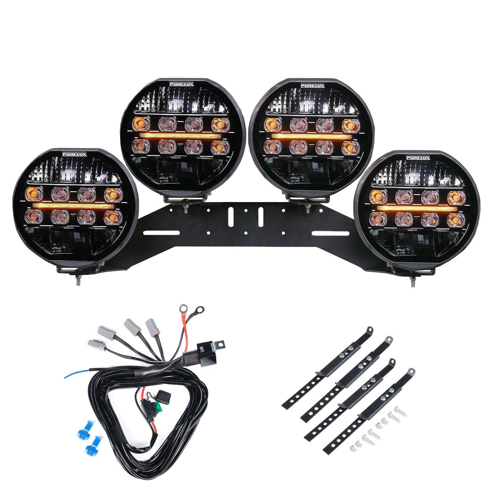 Extraljus Purelux 9200 - Rund / 22 cm / 200W, 4 st - Komplett paket (WRC)