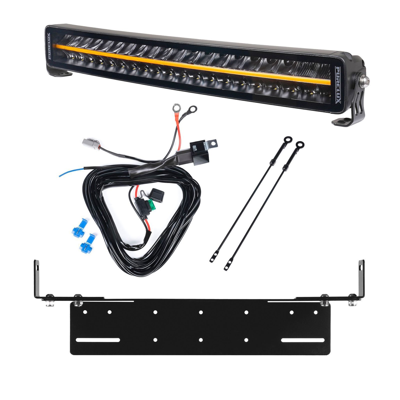 Extraljus Purelux Black Boost C560 - Kurvad / 56 cm / 200W, 1 st - Komplett paket med justerbar extraljushållare