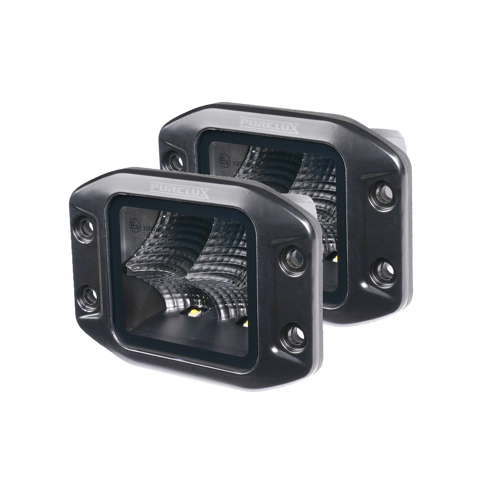 Arbetsbelysning Purelux Black Flush-Mount Square - 12 cm / 40W / Flood, 2 st