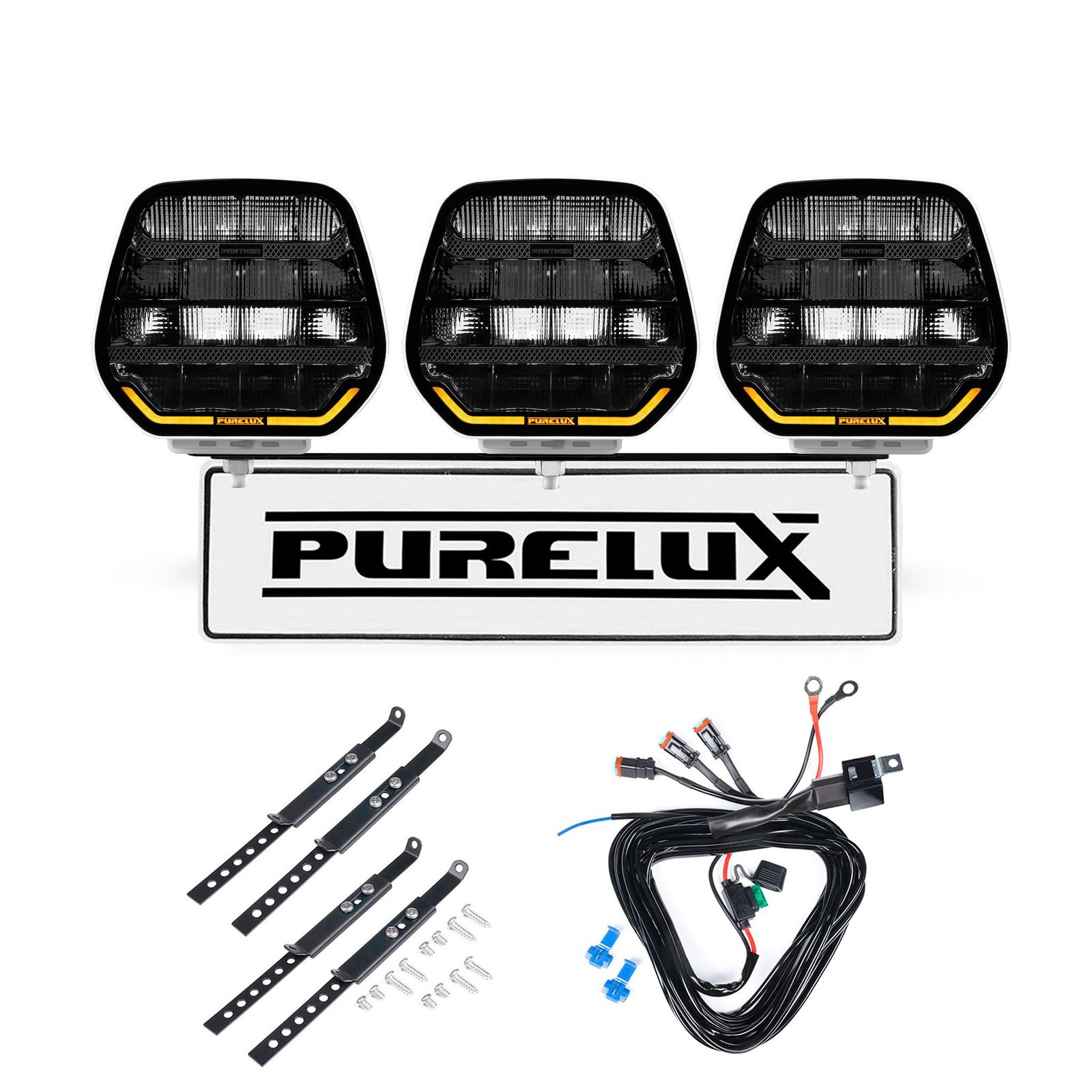 Extraljus Purelux Panther 7 White - Rund / 18 cm / 128W, 3 st - Komplett paket