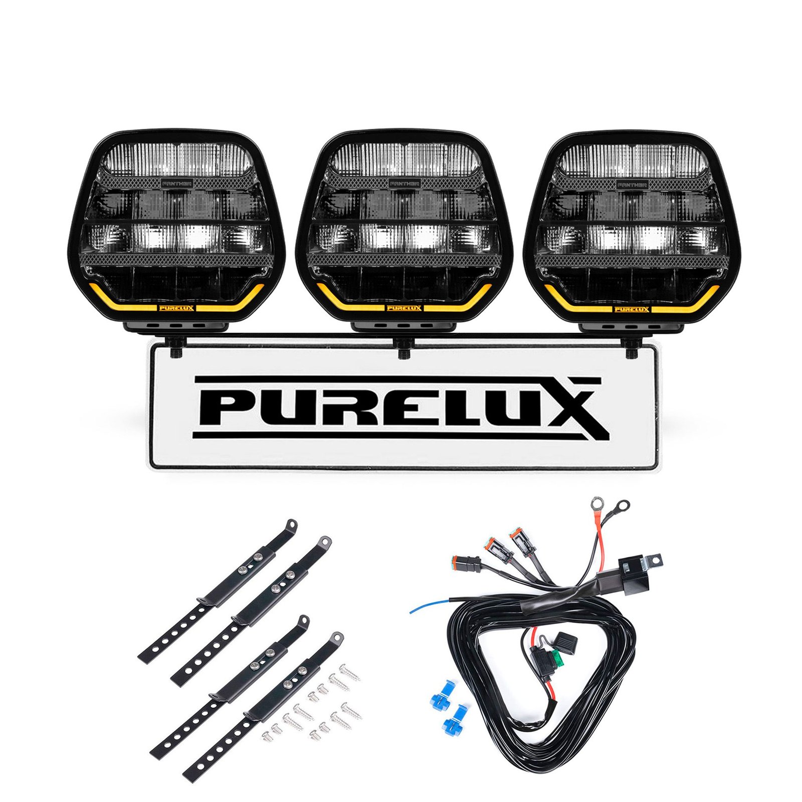 Extraljus Purelux Panther 7 - Rund / 18 cm / 128W, 3 st - Komplett paket