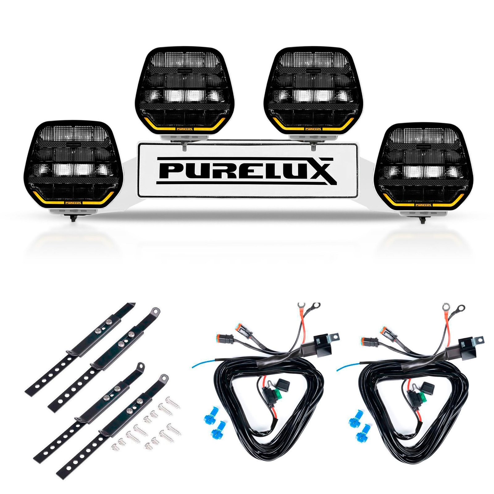 Extraljus Purelux Panther 7 White - Rund / 18 cm / 128W, 4 st - Komplett paket (WRC)