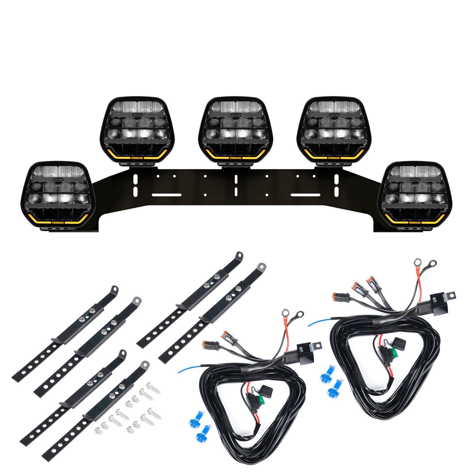 Extraljus Purelux Panther 7 - Rund / 18 cm / 128W, 5 st - Komplett paket (WRC)