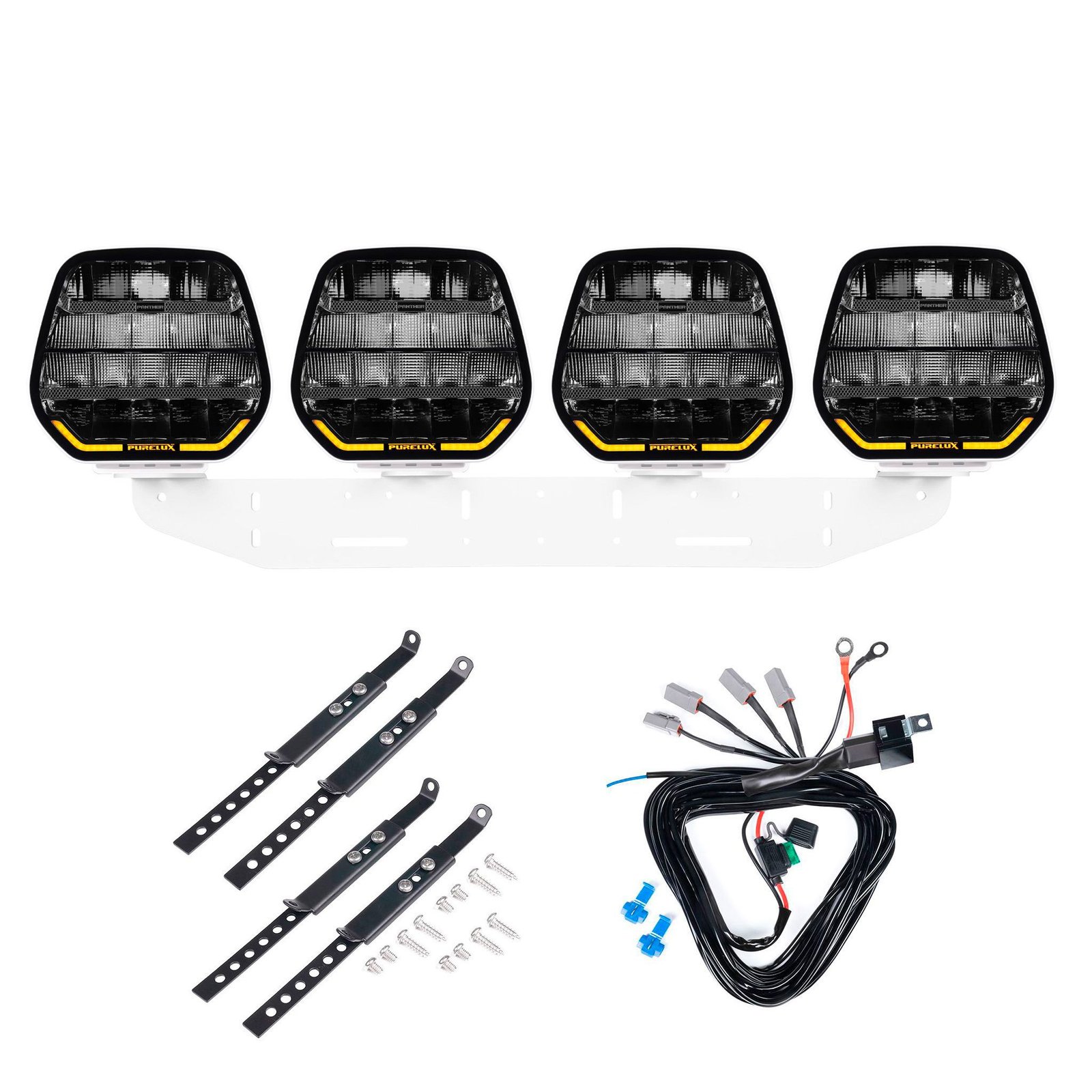 Extraljus Purelux Panther 9 White - Rund / 23 cm / 210W, 4 st - Komplett paket