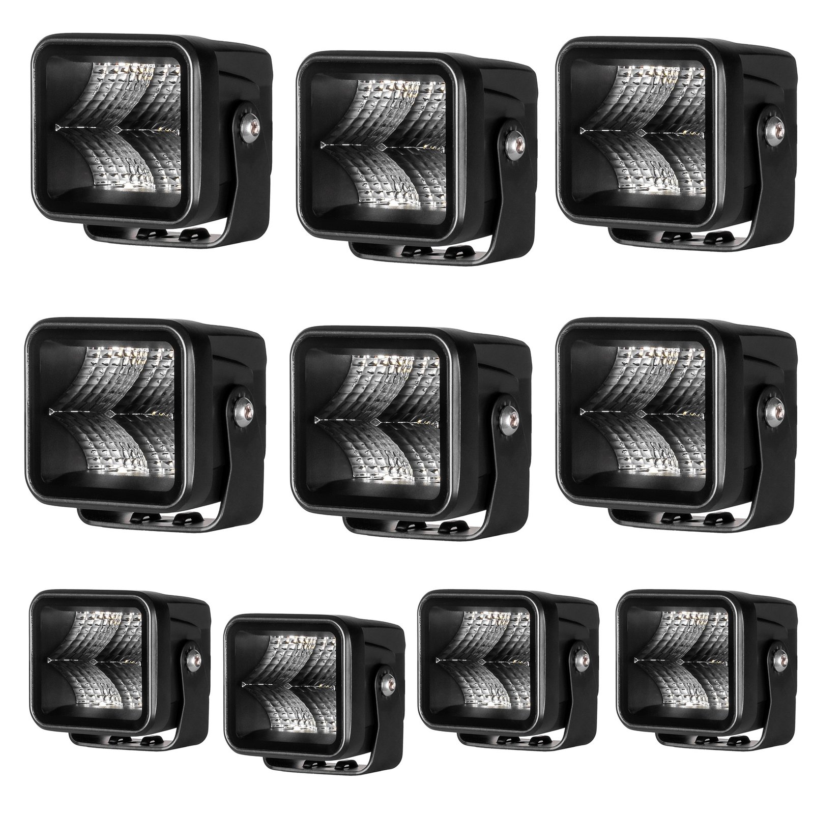 Arbetsbelysning Purelux Terrain Black Square Flood - 7 cm / 20W / Bred, 10 st