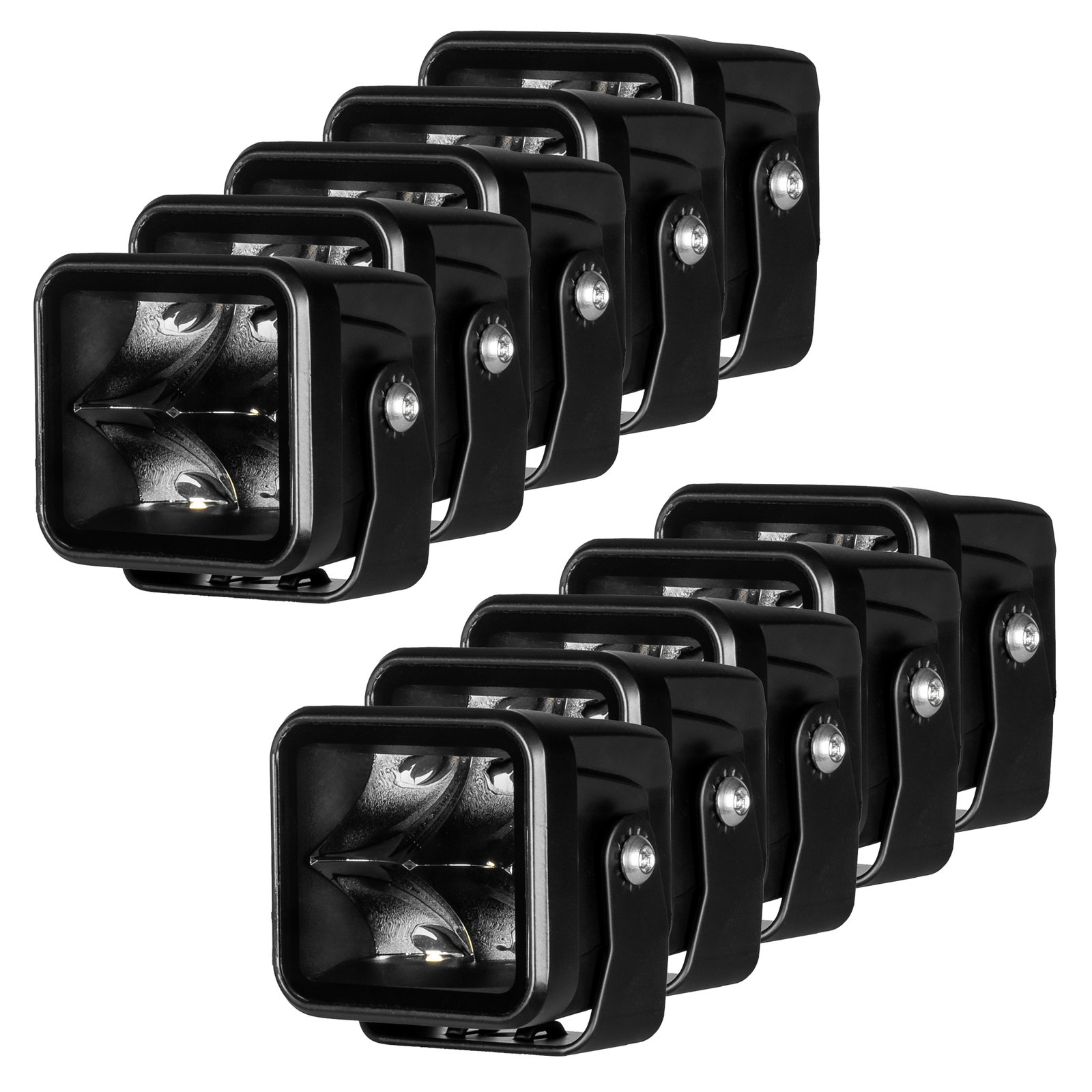 Arbetsbelysning Purelux Terrain Black Square Spot - 7 cm / 20W / Spot, 10 st