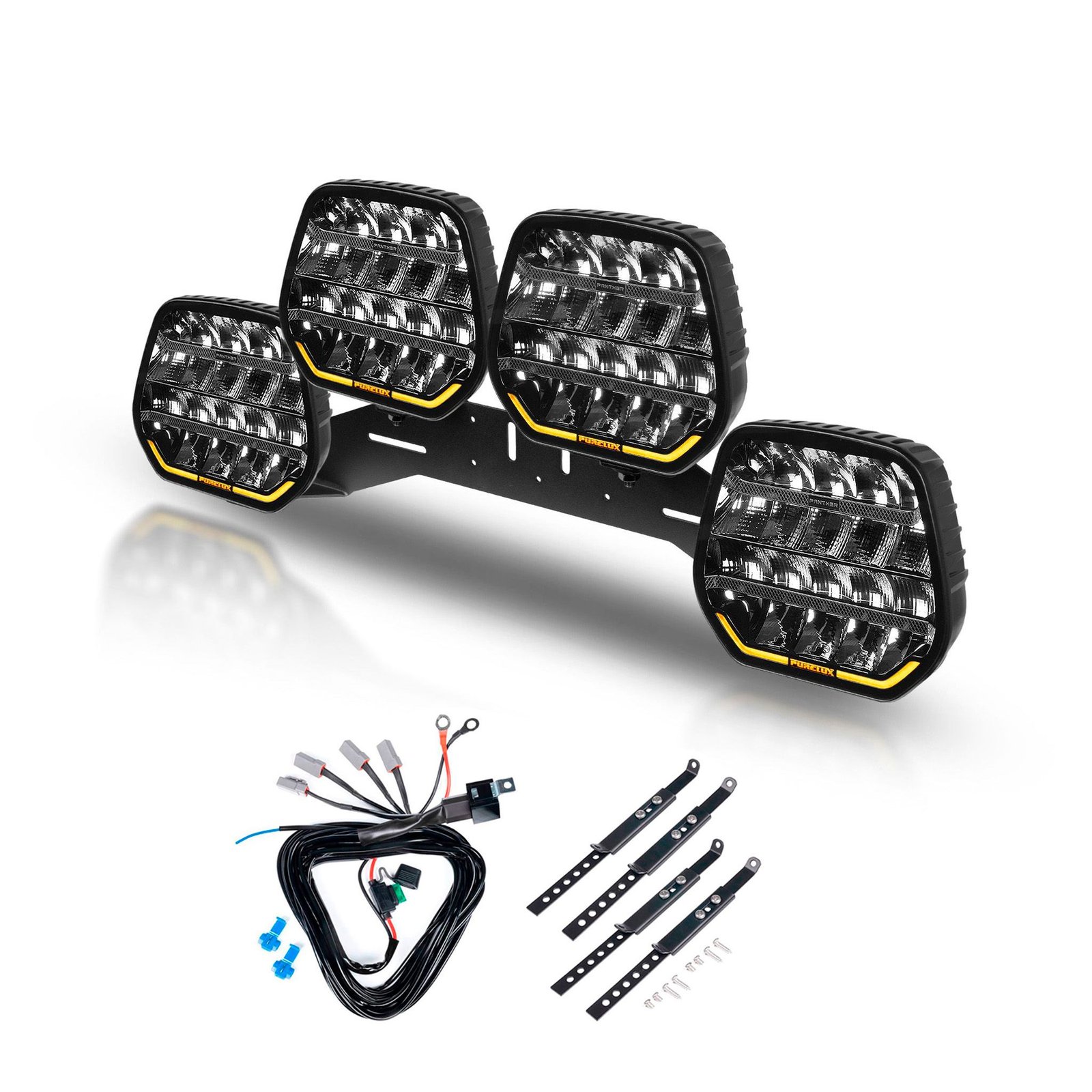 Extraljus Purelux Panther 9 - Rund / 23 cm / 210W, 4 st - Komplett paket (WRC)