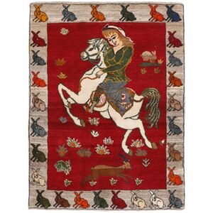 Old Figural Kashghai orientalisk matta 110 x 148 cm