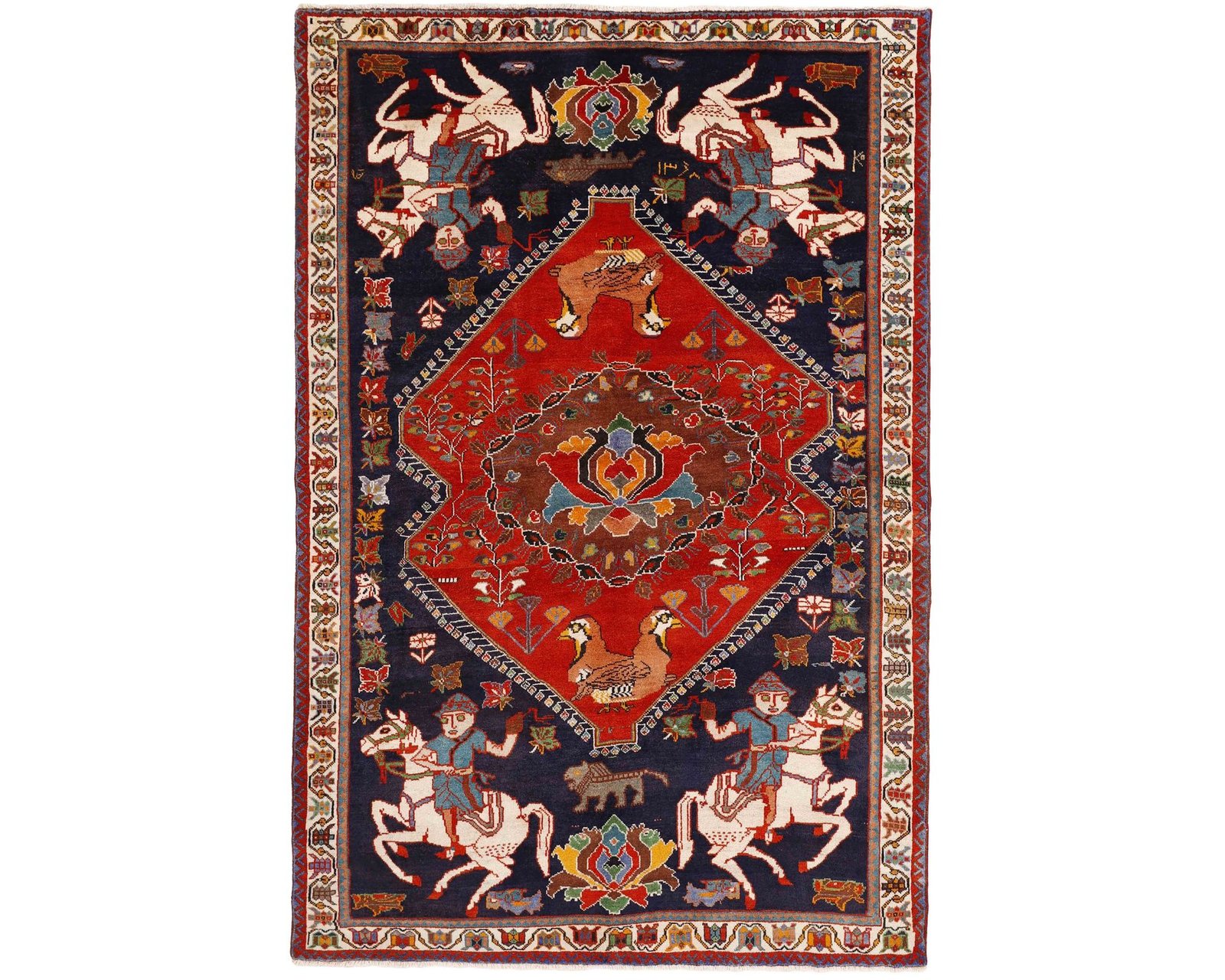 Old Figural Kashghai orientalisk matta 188 x 287 cm