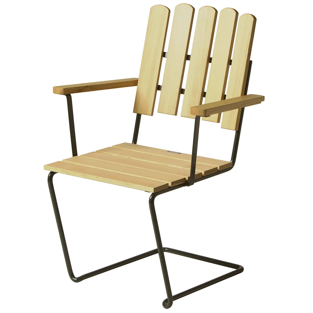 Grythyttan Stålmöbler, A2 Fåtölj Oljad furu / Grönt stativ