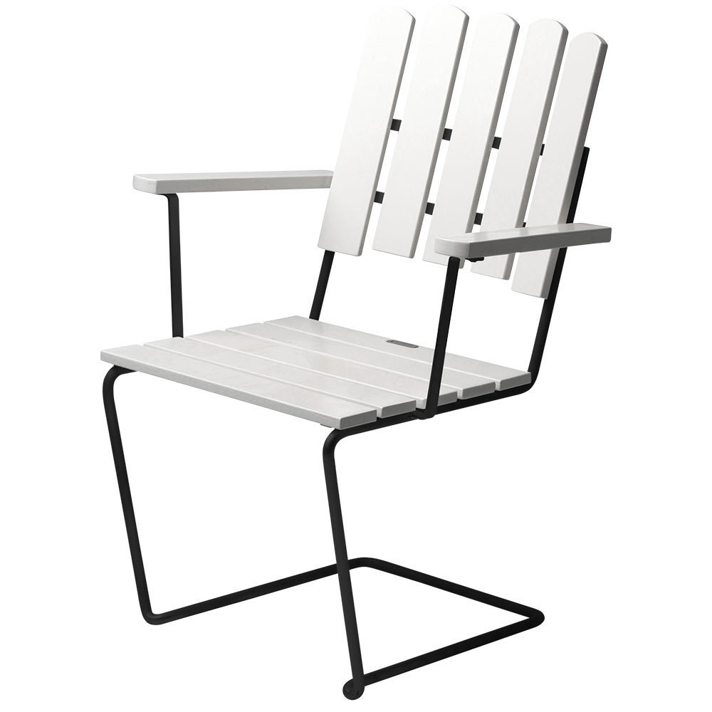 Grythyttan Stålmöbler, A2 Fåtölj Vitlackad Ek / Svart Stativ