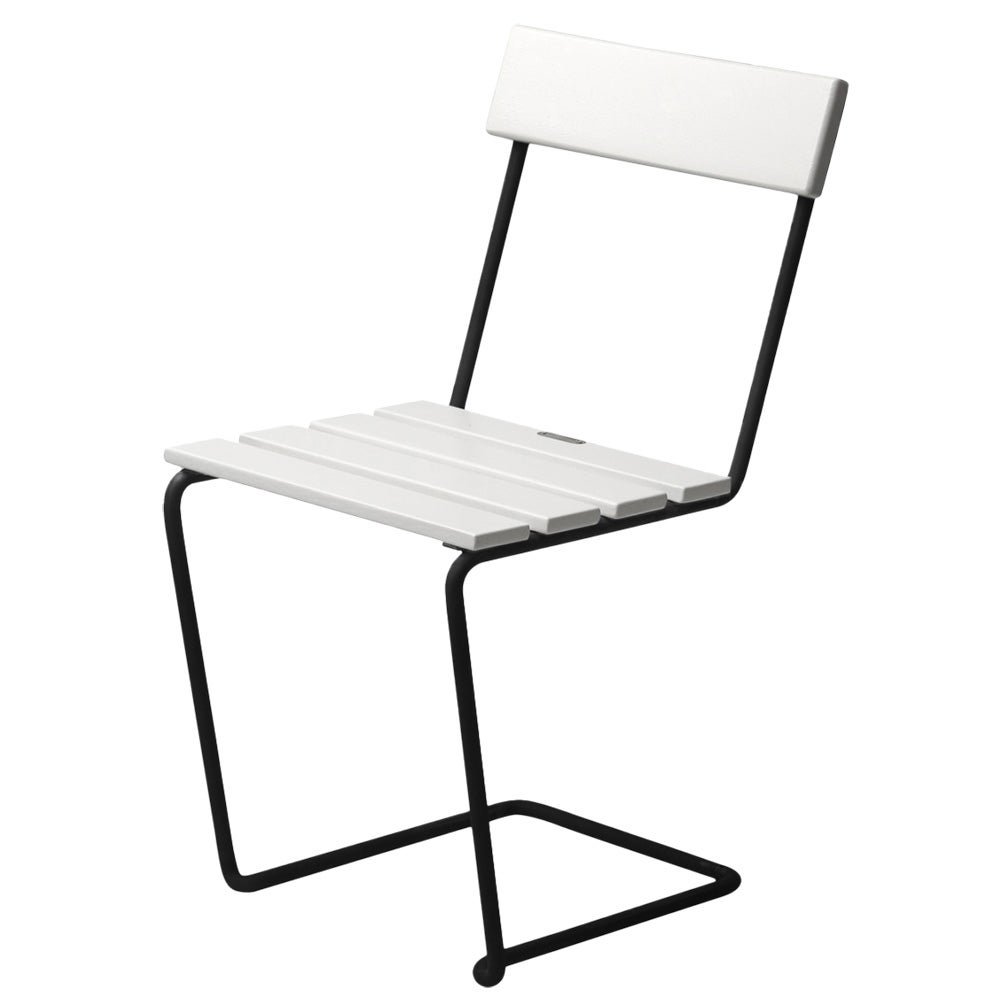 Grythyttan Stålmöbler, Stol 1 Vitlackad Ek / Svart Stativ