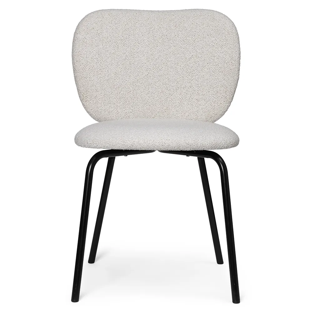 Ferm Living, Rico Matstol Black Soft Bouclé - Off-white/Sand