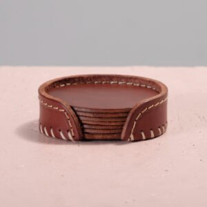 Cuero Coaster glasunderlägg brunt/vinrött läder