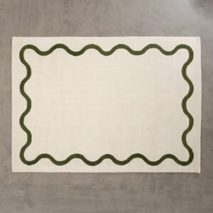 Woven Works Ribbon 250 x 350 cm, naturvit / grön