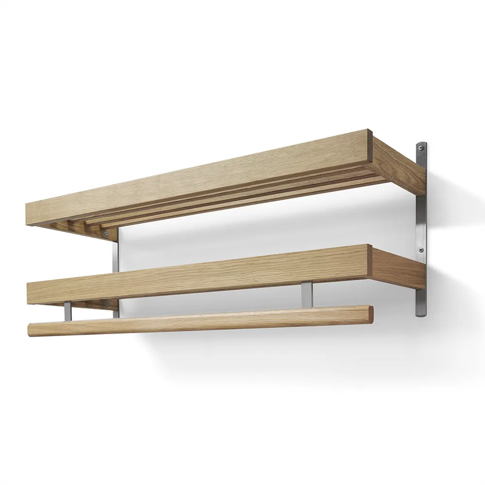 Oscarssons Möbel, Nadja Hatthylla 100 cm 2 plan Lackad Ek/Slipat stål